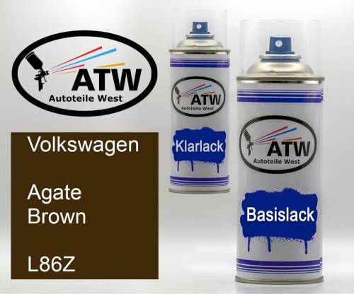 Volkswagen, Agate Brown, L86Z: 400ml Sprühdose + 400ml Klarlack - Set, von ATW Autoteile West.